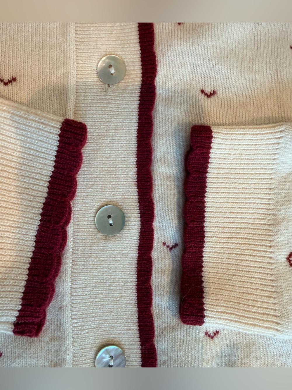 House of CB Cream Cardigan: Marla Ivory Cashmere Blend Trimmed Size Medium - Picture 12 of 13